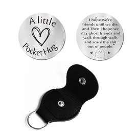 Yucenora Pocket Hug Keychain Token, Stainless Steel Best Friend Coin Token, Turly Great Friends, Bestie Friendship Gifts