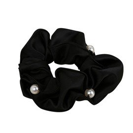 OTYOU 2 Pack Pearl Hair Scrunchies Cloth Scrunchy Bobbles Elastic Hair Bands Ties Hair Accessories Wrist Band for Women Girls (Black)