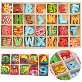 Pack of 152 Wooden Letters and Numbers, Wooden Uppercase Letters, Colourful Wooden Letters Numbers, Children's Wooden Alphabet Letters, for Crafts, DIY, Wedding, Display Decor, Wall Art Decor, Toddler