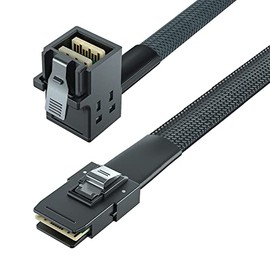 10Gtek® Mini SAS SFF-8643 to SFF-8087 Cable, Right Angle to Straight, Internal Mini SAS HD to Mini SAS Cable, 0.5 m (1.65 ft)