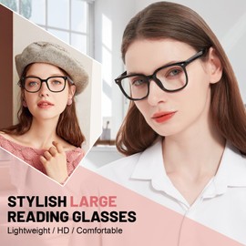 MARE AZZURO Large Reading Glasses 1.50+ Women, Black Big Readers 1.50, Fashion Reading Glasses 1.0 1.25 1.5 1.75 2.0 2.25 2.5 2.75 3.0 3.5