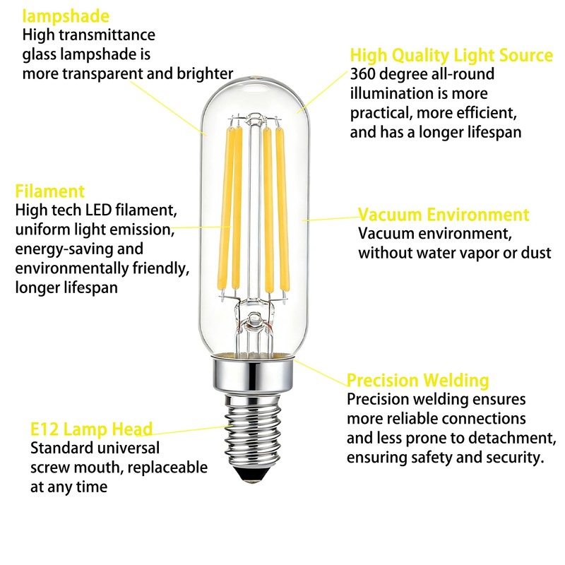GTHAAA Candelabra Bulbs Dimmable, E12 40 Watt T6 LED Bulb