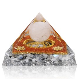 Orgone Crystal Pyramid Orgonite Rainbow Moonstone&White Crystal Stones Healing Crystals Pyramid for Positive Energ Reduce Stress Chakra Meditation Chakra Attracts Lucky and Success Spiritual Gifts