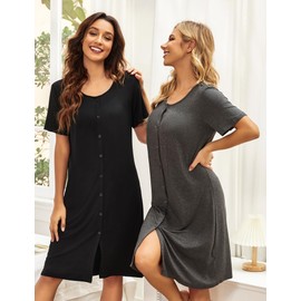 Ekouaer 3 Pack Women Nightgown Sleepwear Maternity Nightgown For Women Nursing Pajamas Short Sleeve Sleepshirt