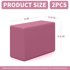 Yoga Blocks 2 Pcs, 9"x6"x3" Yoga Brick Foam Blocks EVA Foam Block Props Accessories for Pilates Stretching and Meditation (Pink, Large)