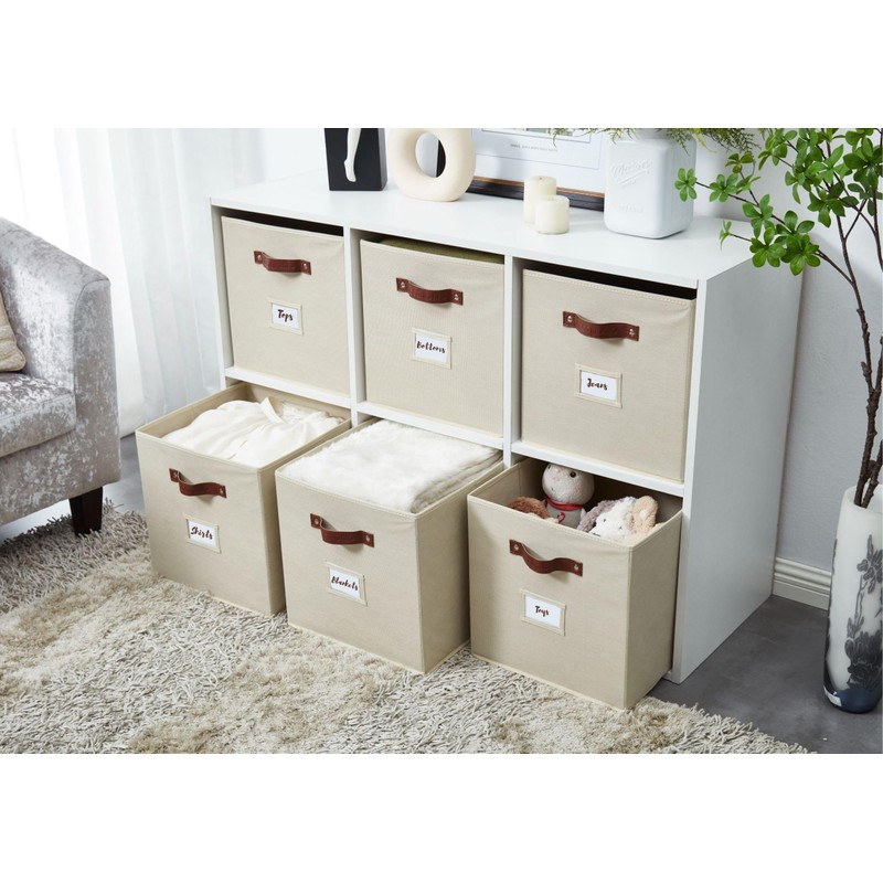DECOMOMO Storage Bins, Cube Storage Bin with Labels, Fabric Storage