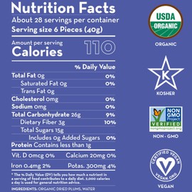 Sunny Fruit Soft Organic Prunes, 2.5 Pound Bulk Bag | No Preservatives, No Sugar Added | Healthy, Sweet Dried Plums | ORGANIC, NON-GMO, VEGAN, HALAL, KOSHER