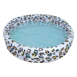 CKB LTD Kids Inflatable Leopard Print Paddling Pool for Toddler Children Circular 110cm Width, 27cm Height, Ages 2+