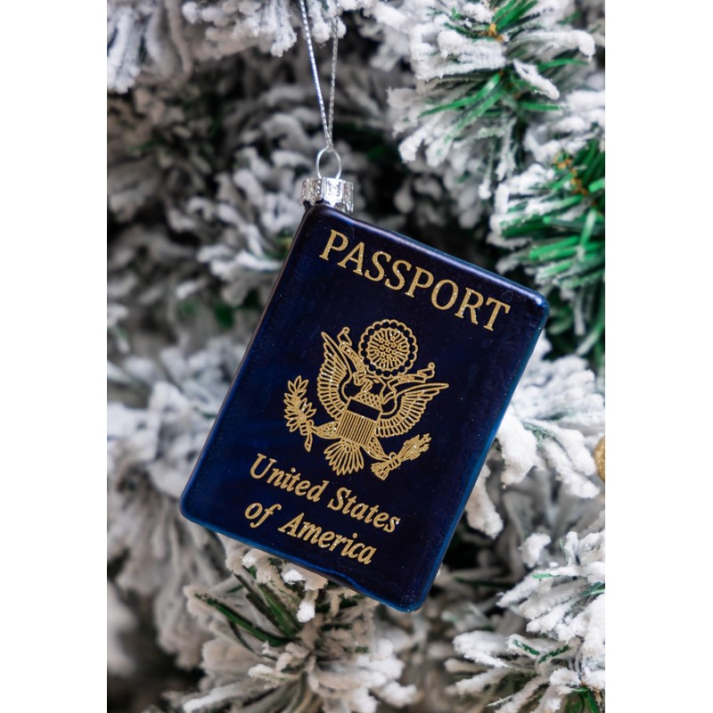 2pcs Hanging Blown Glass Passport Christmas Ornament for Christmas Tree