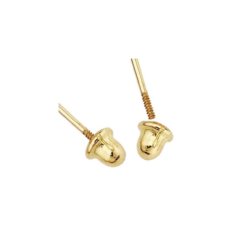 14k Yellow Gold Bowtie Stud Earrings with Screw Back