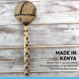 Shamanic Gourd Shaker | Rattle | Percussion instrument | Percussion Shaker| Sand Hammer | wooden handle | Shamanic journeying | music making | 25cm long | features pyrogravure and carving decorations