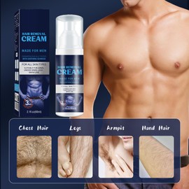 All Body Hair Removal Cream for Men, Mens Hair Removal Cream for Bikini, Underarm, Leg and Body, Intimate Hair Remove Cream, Skin-Friendly, Easy to Apply Depilatory Cream for All Hair Types