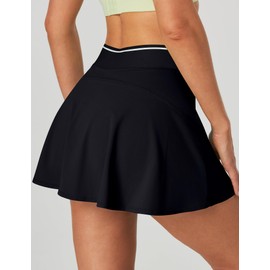 IUGA Athletic Skorts for Women Tennis Skirt with Pockets Cross Waist Athletic Skirt for Golf Pickleball Black