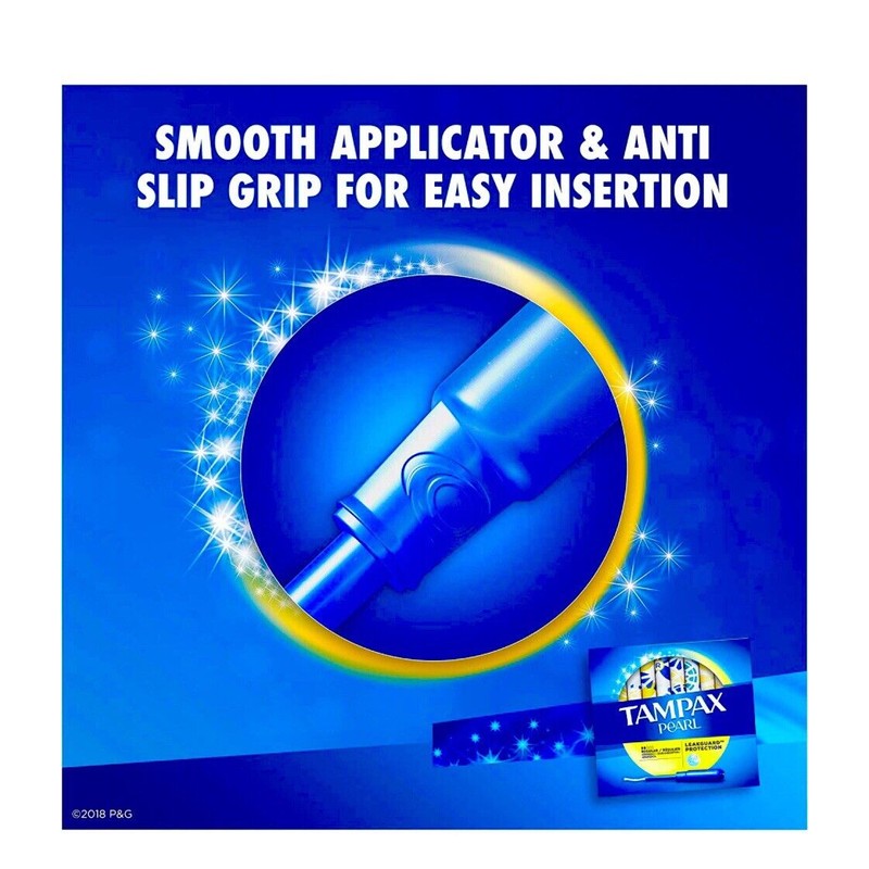 Tampax Pearl REGULAR Flow,Plastic Disp’ Tampons Unscented 36ct LEAKGUARD Protect