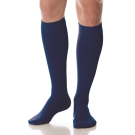 SCUDOTEX Mens 280 Denier Large Classic Compression Slimming Knee High Socks Medium 18-21 Hg Blue Size 4