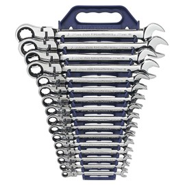 GEARWRENCH 16 Pc. 12 Pt. Flex Head Ratcheting Combination Wrench Set, Metric - 9902D