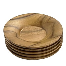 Landscape Dot Com Teak Natural Wood Tea Tray, 4.3 inches (110 mm), Natural, Set of 5 Asian