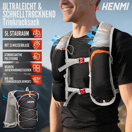 HENMI Hydration Backpack Water Bladder Backpack with 2L Water Bladder Adjustable Running Drinking Backpack for Men and Women Hiking Mountain Jungle Cycling Camping Jogging