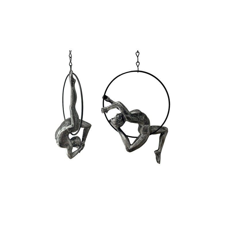 Haute Collage 1x Antique Silver Female Gymnast Acrobat on a