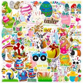 200 Pcs Easter Stickers for Water Bottles, Easter Egg Bunny Stickers for Kids Teens Girls Adults, Vinyl Waterproof Stickers for Waterbottles, Laptop, Phone, Gift Boxes