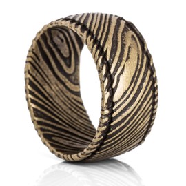 Akitsune Orbis Ring | Damascus Steel Ring Womens Mens Stainless Steel Damascus - Brass - US 10
