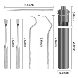 5 Pieces 2 Set Portable Black Metal Toothpicks,Pocket Keychain Titanium toothpick Stainless Steel Toothpick Reusable Toothpicks Holder for Outdoor Camping Picnic Travel