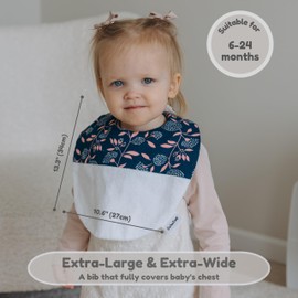 Bebeezoo Oversized Baby Bib, Extra Large Waterproof Baby Bibs 6-24m, 100% Cotton Bib, Bamboo Bib, Toddler Weaning, Reflux Bib