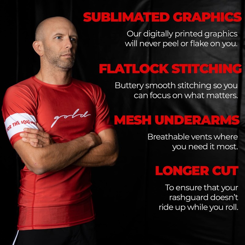 Gold BJJ Foundation Rash Guard - Ranked No-Gi and Gi