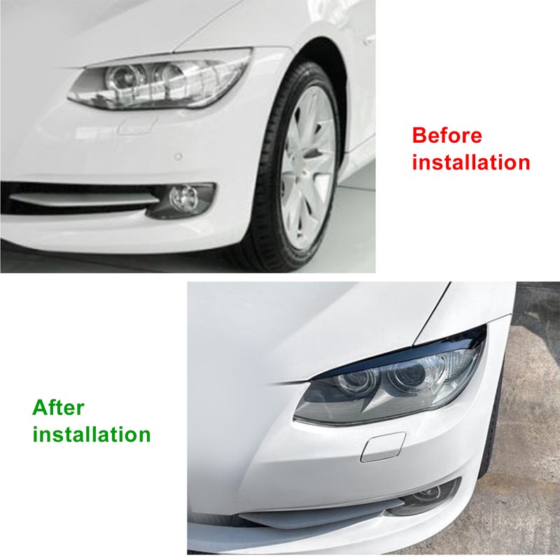 2 Pcs Headlight Eyebrow Headlamp Eyelid Cover Trim Frame Decal