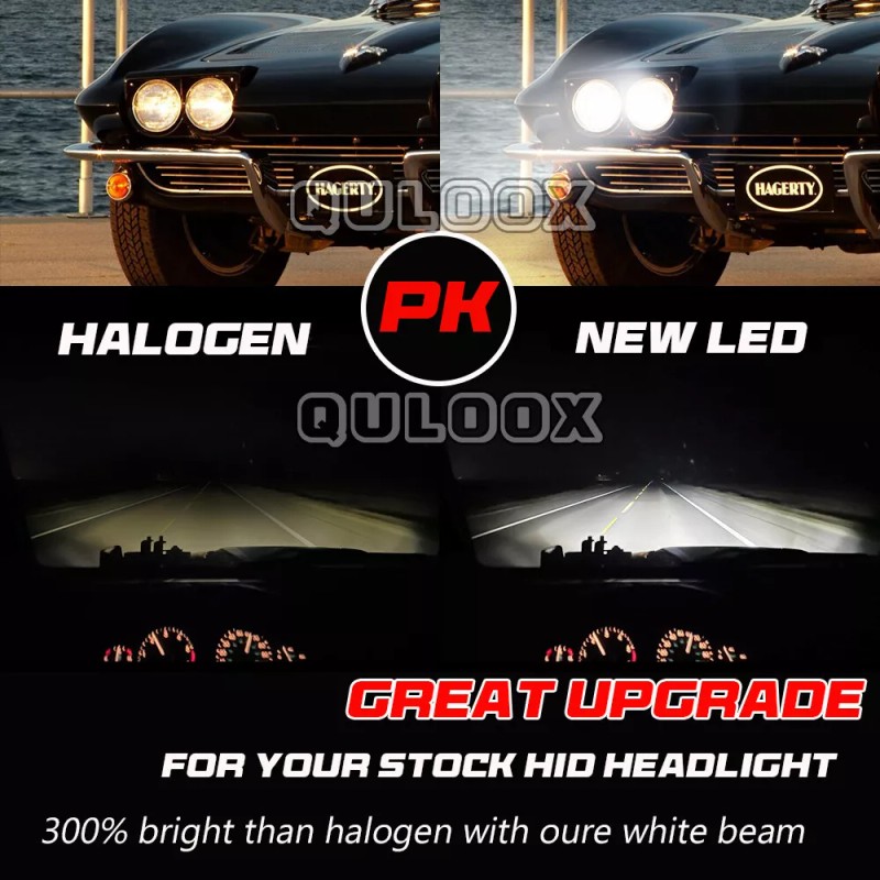 QULOOX 4pcs-5.75" 5-3/4 LED Headlight Hi/Lo Sealed Beam Projector for
