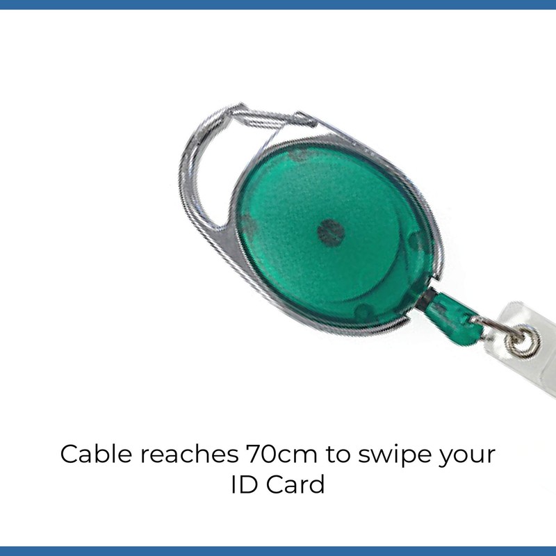 PCL Media ltd Green Retractable Badge Reel with Carabiner Clip