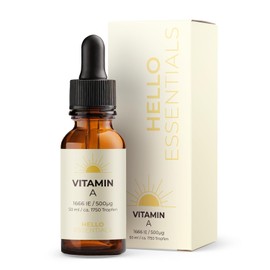 HelloEssentials Vitamin A Drops 50 ml - 1750 Drops with Vitamin A from Retinyl Palmitate - Optimal High Dose & Bioavailable - No Additives - Laboratory Tested with Certificate - Vegan - Made in Germany