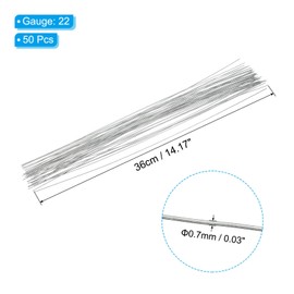 PATIKIL 22 Gauge 14" Floral Stem Wire, 50 Pcs Paper Wrapped Iron Artificial Flower Stem Accessories for DIY Bouquet Stem and Craft Decoration, Silver Tone