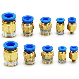 10 PCS Straight Pneumatic Push to Quick Connector Air Fittings Adapter 4mm Diameter Thread 1/4 BSP Set for Pipe Pneumatic Tools