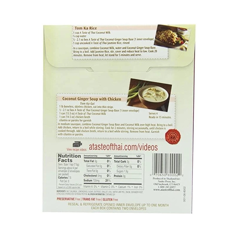 A Taste Of Thai Coconut Ginger Soup Base 2.1 Ounce