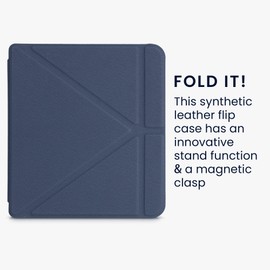 kwmobile Case Compatible with Tolino Vision 6 Case - Faux Leather Case - eReader Protective Case - Cover Dark Blue