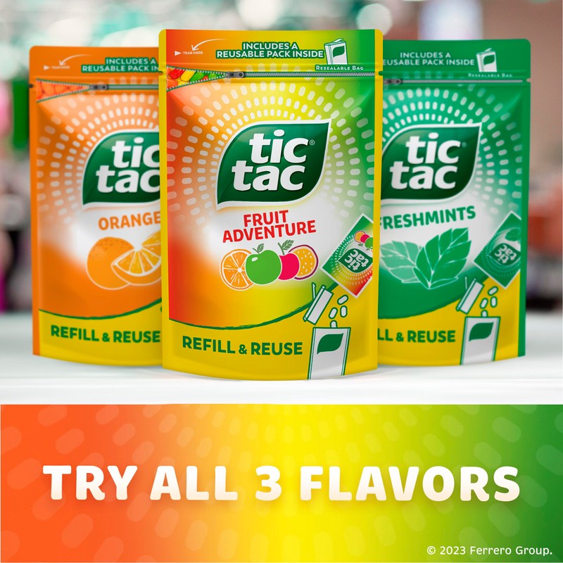 Tic Tac Bulk Resealable Refill Bag, Fruit Adventure Mints, On-The-Go