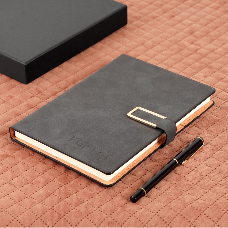 Kurtzy PU Leather Notebook with Pen - Refillable A5 Writing