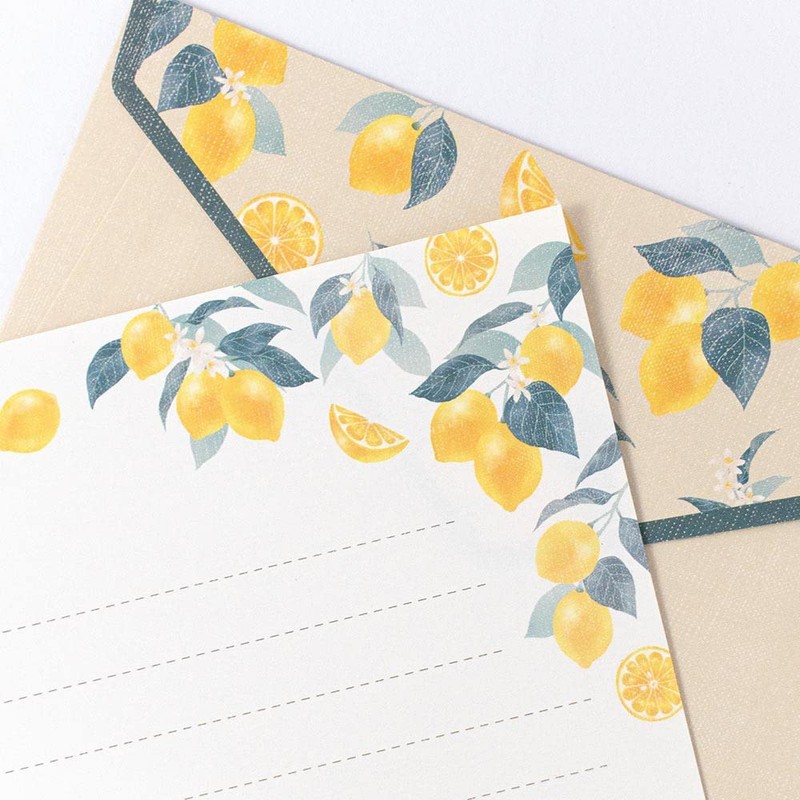 Enuby Letter Orchard Lemon | Letter Set, 12 Stationery Papers,