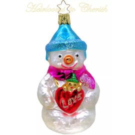 Inge-Glas of Germany Inge Glas OWC 2533 Snowy's Valentine German Glass Ornament NEW w/FREE Gift Box