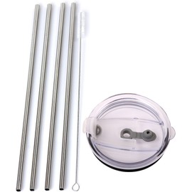 4 LONG Stainless Steel Straws Compatible With Mossy Oak 30-Ounce Double Wall Stainless Steel Mug - CocoStraw Brand Drinking Straw (4 Straight Straws + Straw Lid)