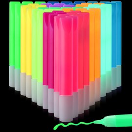 Dunzoom 72 Pcs Glow in The Dark Paint Pen 12 Colors x 10 ml Waterproof Acrylic Textile Paint Markers Neon Fabric Paint Fluorescent Acrylic Paint Pens for Clothes Canvas T-shirt Art Supplies DIY