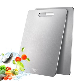 2 Pack Titanium Cutting Board - 100% Pure Titanium Cutting Boards For Kitche,Easy to clean, Double-sided food-grade Cutting Board For Cutting Meats, Fruits And Vegetables (15 * 11)
