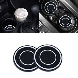 Piburth 2PCS Car Coasters for Cup Holder, 2.75 Inch Non-Slip Insert Water Bottle Holder Pads, Dustproof Automotive Interior Accessories Mat, Universal for Vehicles, Trucks, RVs and More (Black/White)