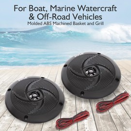 Pyle Marine Speakers - 5.25" Inch Low Profile Slim Style Waterproof Wakeboard Tower and Weather Resistant Outdoor Audio Stereo Sound System with 180 Watt Power - 1 Pair in Black (PLMRS5B), White