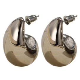 Teardrop Earrings Dupes for Women, Chunky Gold Hoop Earrings Lightweight Waterdrop Hollow Open Hoops Silver Gold Trending Oversized Statement Style Earring Hypoallergenic Gold Plated Earrings Fashion Jewelry for Women (Silver)