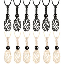 weryerker 12 PCS Crystal Cage Necklace Holder Necklace Cord Empty Stone Holder Replacement Wax Rope with Adjustable Length(Style 4)