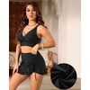 Black Women High Waisted Bikini Set with Skirt - Tummy