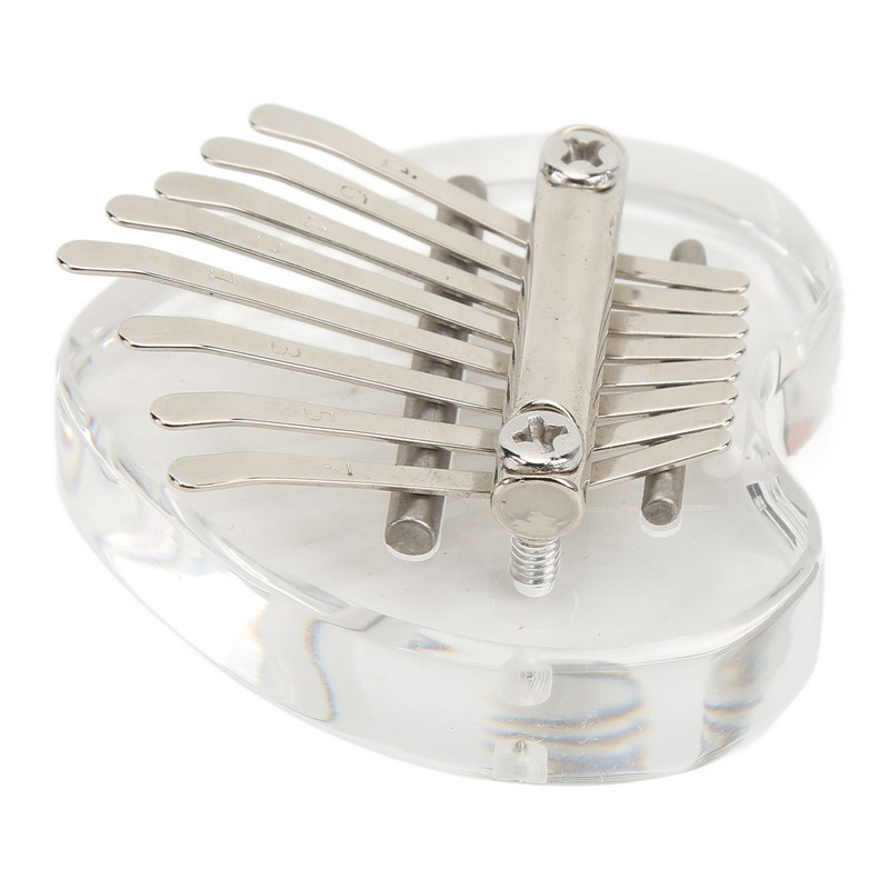 Heart Shaped Thumb Piano Mini Portable Transparent Crystal 8 Keys