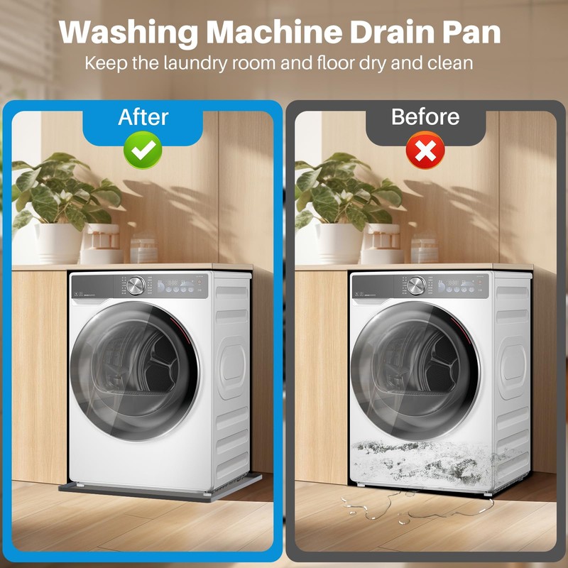 Washing Machine Drain Pan Silicone mat 27''x27'', Non-Slip Washer Drip
